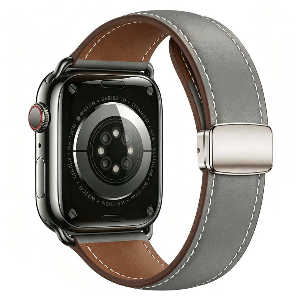 Apple Watch (42/44/45/46/49 mm) Lippa Magnetic Artificial Leather Strap - Grey