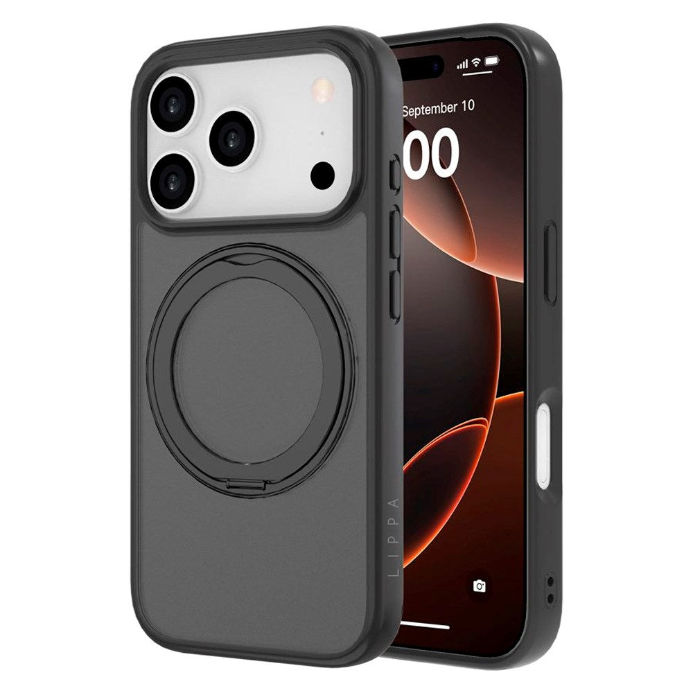 iPhone 17 Pro Lippa Hybrid Plastic Case with 360 Rotating Kickstand - MagSafe Compatible - Matte / Black