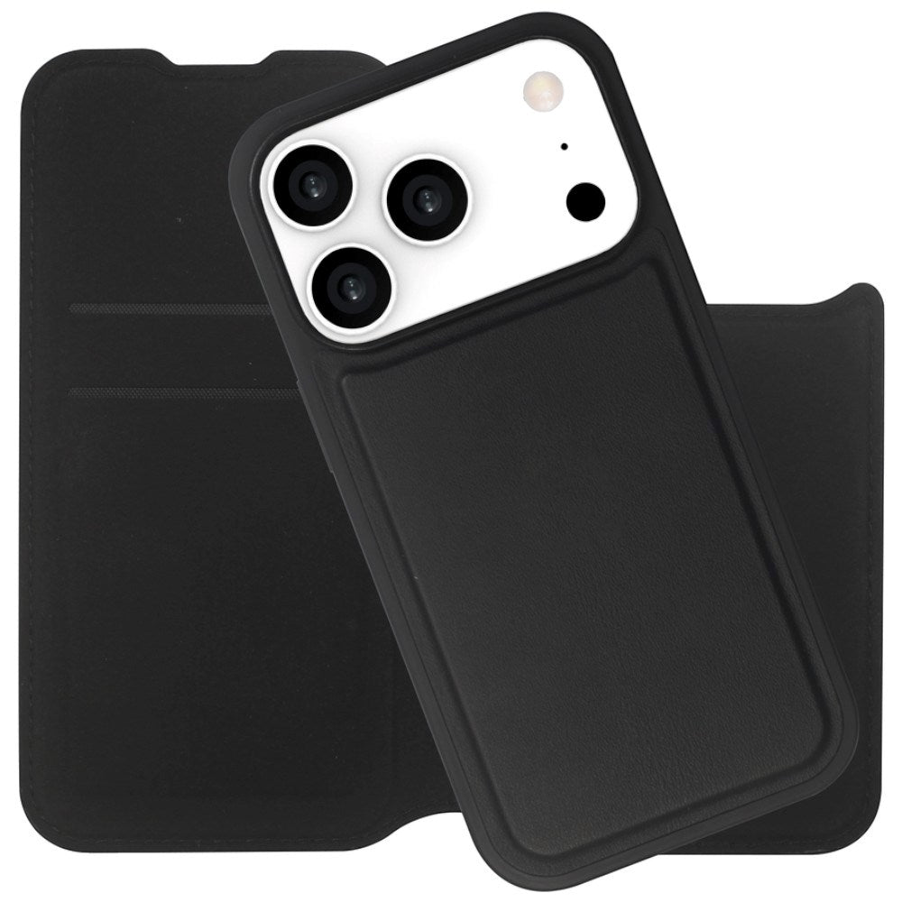 iPhone 17 Pro Max / 18 Pro Max Lippa Wallet Artificial Leather 2-in-1 Flip Case - MagSafe Compatible - Black