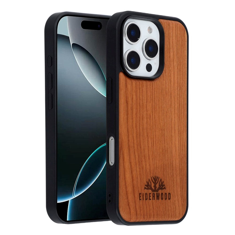 EIDERWOOD iPhone 16 Pro Magnetic Wood Case - MagSafe Compatible - Cherry Wood