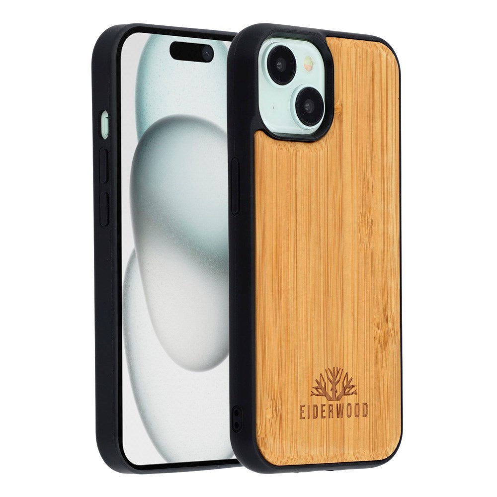 EIDERWOOD iPhone 15 Magnetic Wood Case - MagSafe Compatible - Bamboo Wood
