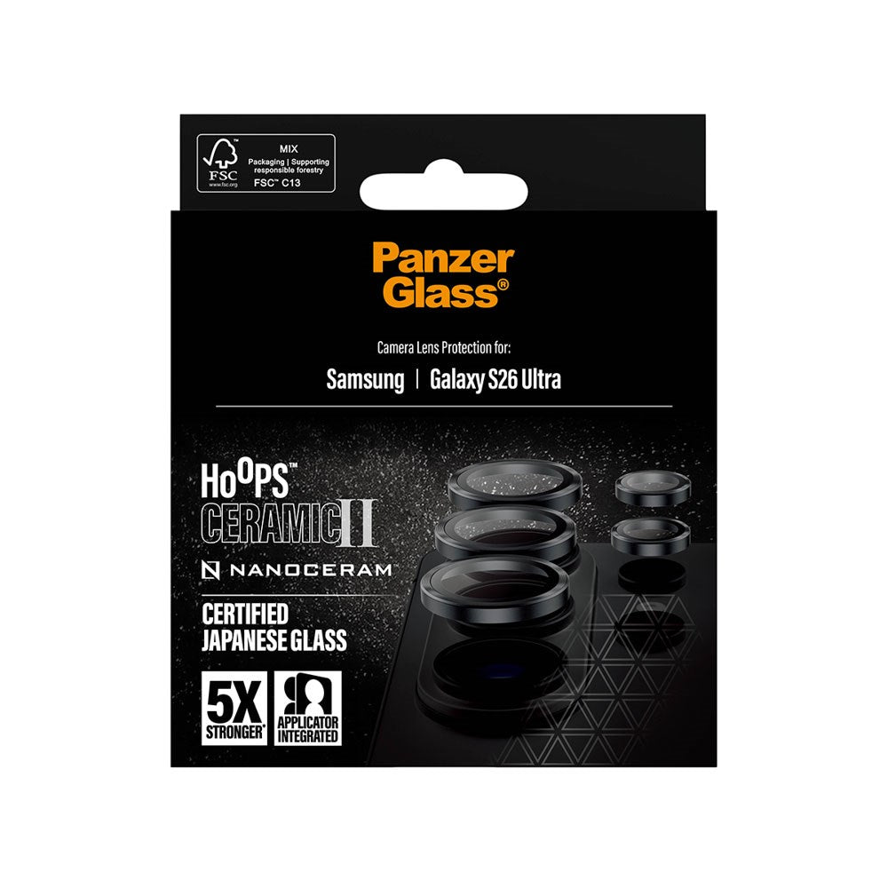 Samsung Galaxy S26 Ultra PanzerGlass Ceramic Hoops Camera Lens Protection with Installation Frame - Black