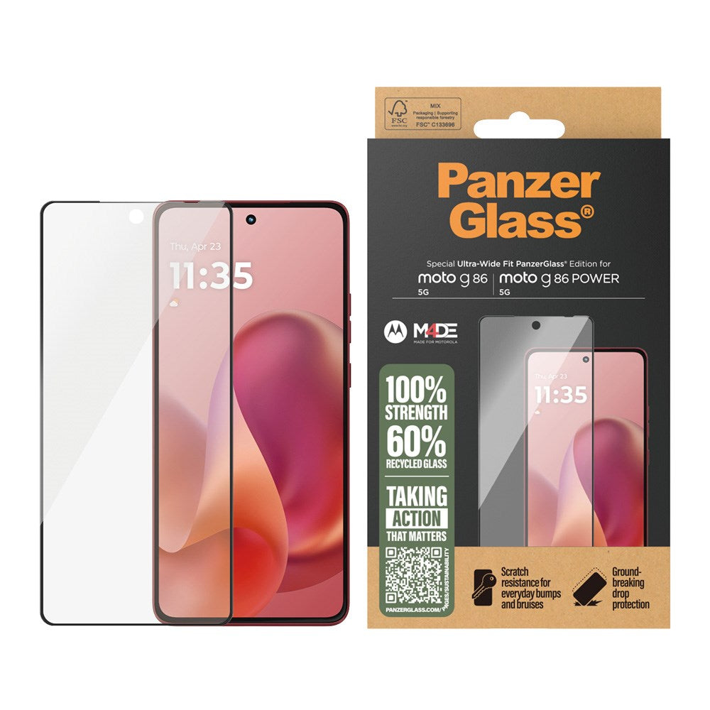 PanzerGlass Motorola Moto G86 / G86 Power Screen Protector Glass - Ultra Wide Fit - Transparent