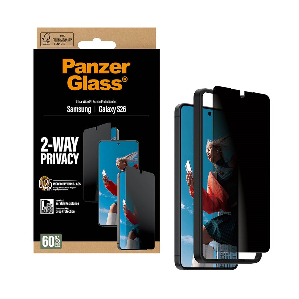 Samsung Galaxy S26 PanzerGlass 2-Way Privacy Screen Protection with EasyAligner - Transparent
