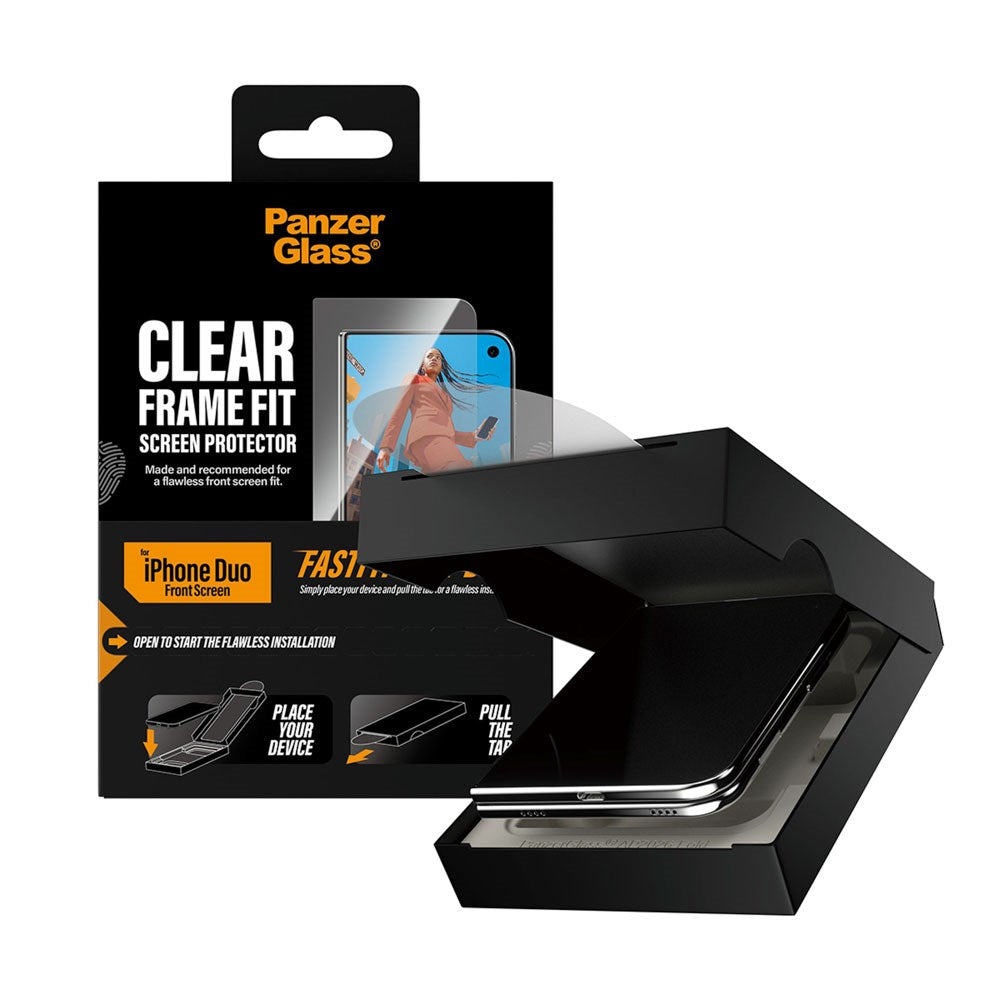iPhone Duo PanzerGlass Screen Protector Glass with FastFit In-A-Box - Ultra Wide Fit - Transparent