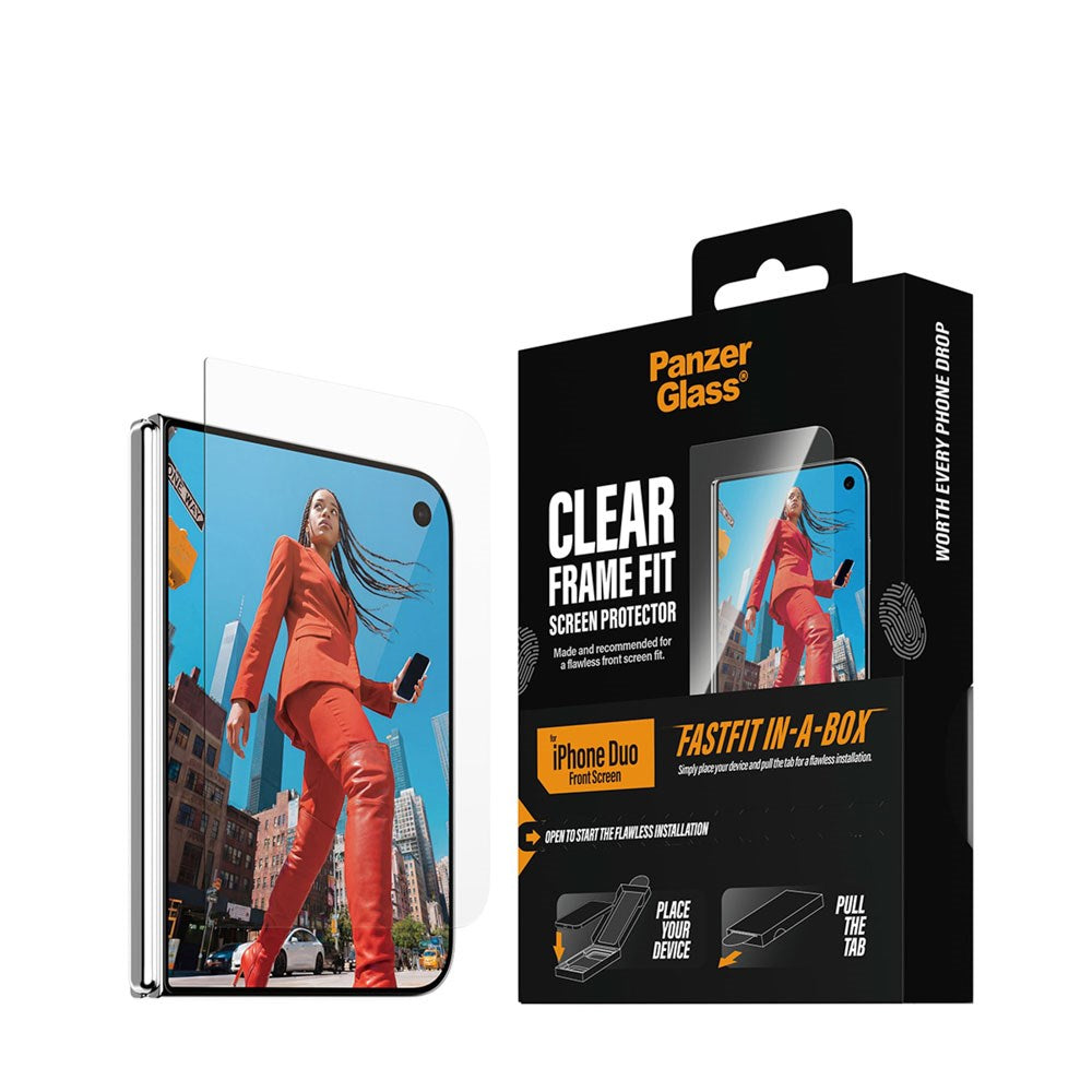 iPhone Duo PanzerGlass Screen Protector Glass with FastFit In-A-Box - Ultra Wide Fit - Transparent