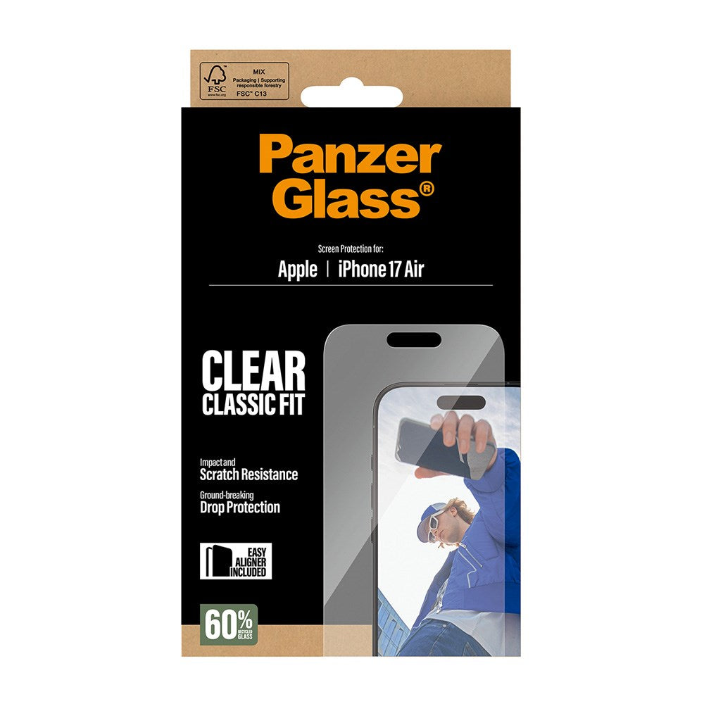 PanzerGlass iPhone Air Screen Protector Glass with EasyAligner - Classic Fit - Transparent