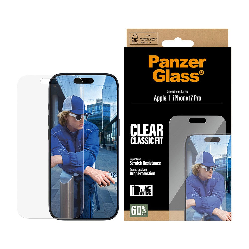 PanzerGlass iPhone 17 Pro Screen Protector Glass with EasyAligner - Classic Fit - Transparent