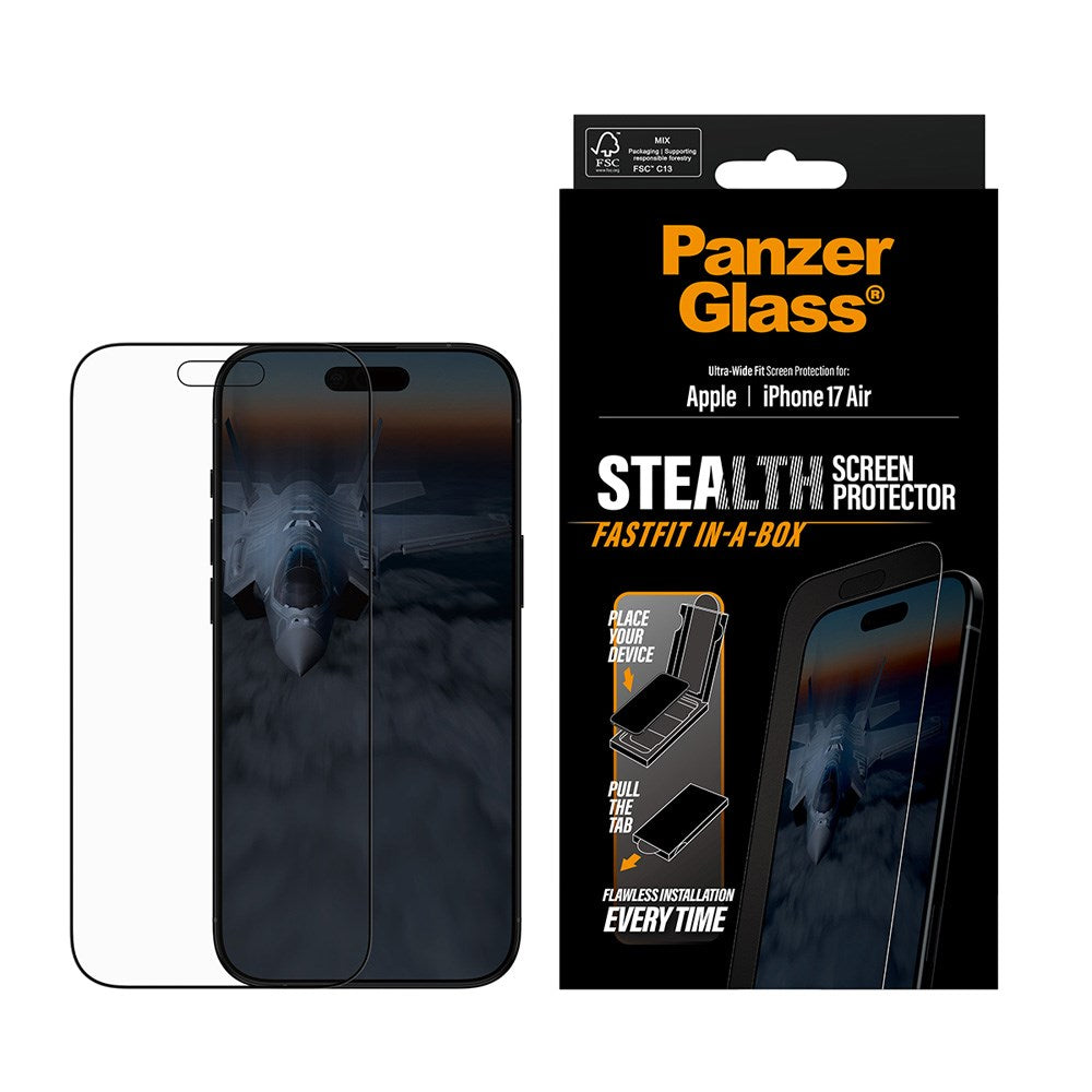 PanzerGlass iPhone Air Stealth Screen Protection - Ultra-Wide Fit - Transparent / Black Edge
