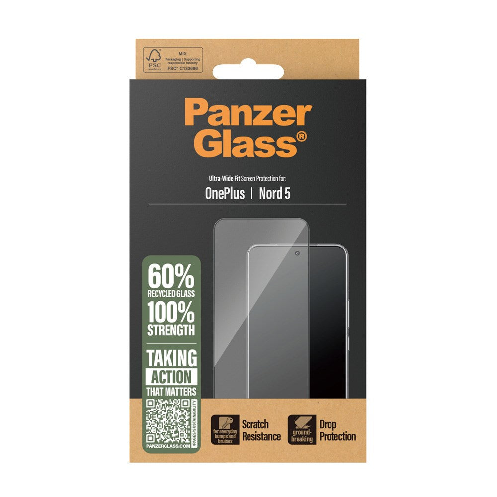 PanzerGlass OnePlus Nord 5 Screen Protector Glass - Ultra Wide Fit - Transparent