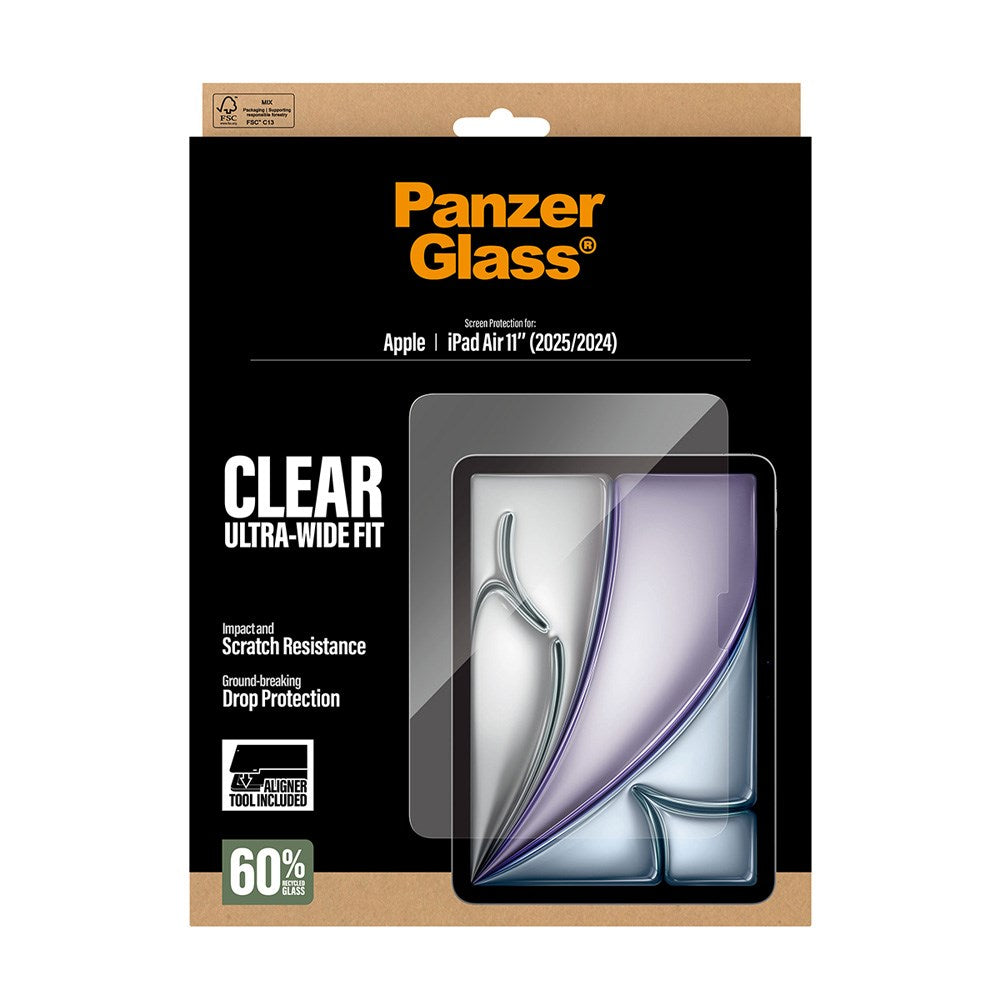 PanzerGlass iPad Air 11" (2025 / 2024) Screen Protector Glass with Installation Frame - Ultra-Wide Fit - Transparent