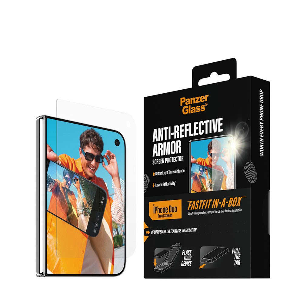 iPhone Duo PanzerGlass Screen Protector with FastFit In-A-Box - Anti-Reflective - Transparent