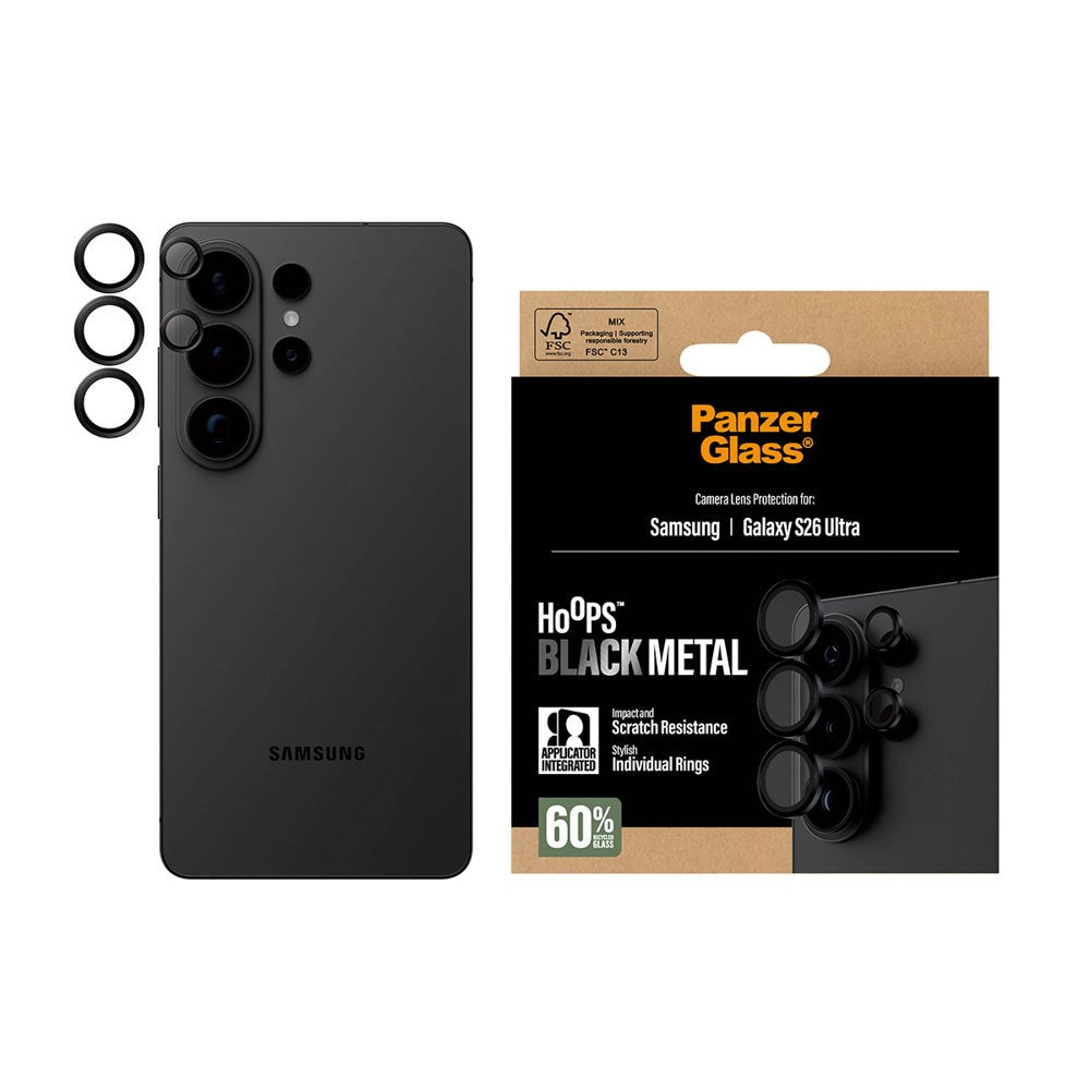 Samsung Galaxy S26 Ultra PanzerGlass Hoops - Camera Protection - Transparent / Black
