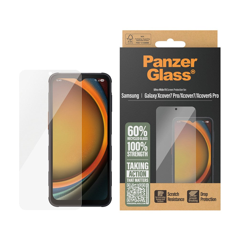 PanzerGlass® Screen Protector - Ultra-Wide Fit for Samsung Galaxy Xcover 7 / 7 Pro with EasyAligner - Transparent