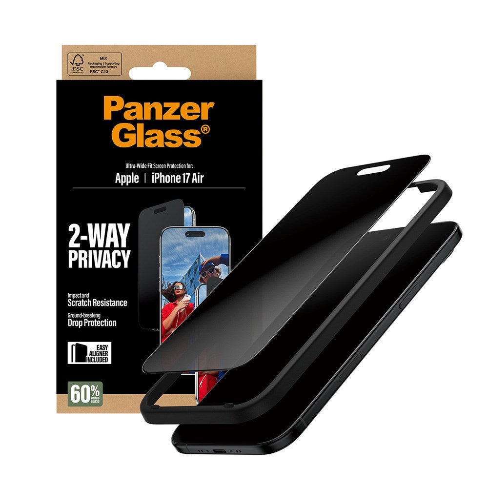 PanzerGlass iPhone Air 2-Way Privacy Screen Protection - Ultra-Wide Fit - Transparent