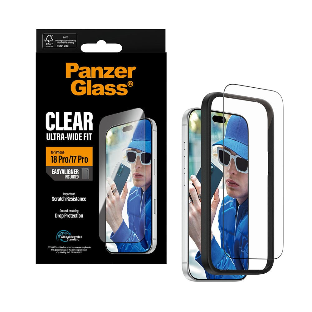iPhone 18 Pro / 17 Pro PanzerGlass Screen Protector Glass - Ultra Wide Fit with EasyAligner - Transparent