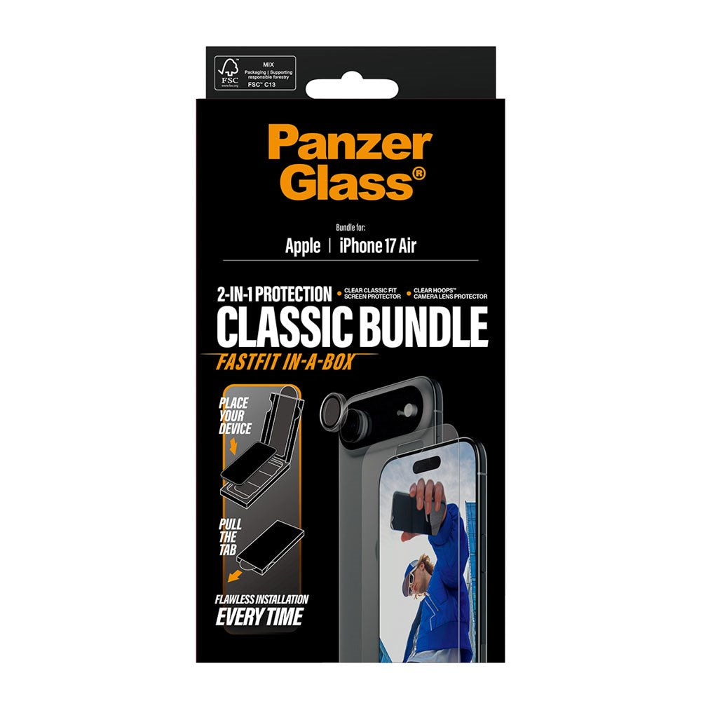 PanzerGlass iPhone Air 2-in-1 Classic Bundle - Screen Protector + Camera Lens Protector - Transparent