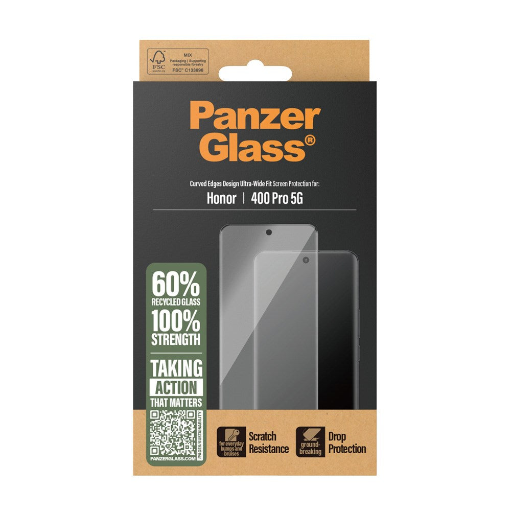 PanzerGlass Honor 400 Pro Ultra-Wide Fit Screen Protection Glass - Transparent / Black Edge
