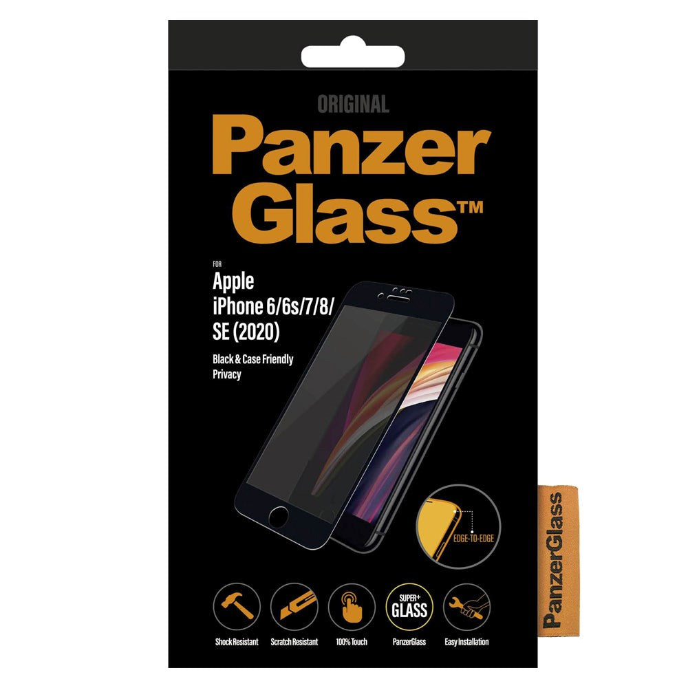 iPhone SE (2022 / 2020) / 8 / 7 / 6 / 6S PanzerGlass Case-Friendly Screen Protector - Privacy - Black