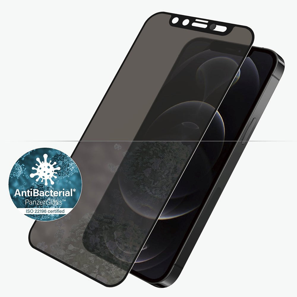 iPhone 12 / 12 Pro PanzerGlass Antibacterial Screen Protector - CamSlider - Privacy - Case Friendly - Black