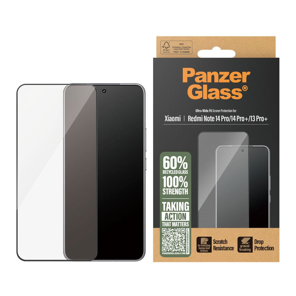 PanzerGlass® Screen Protector - Ultra-Wide Fit for Xiaomi Redmi Note 14 Pro (5G) with EasyAligner - Transparent