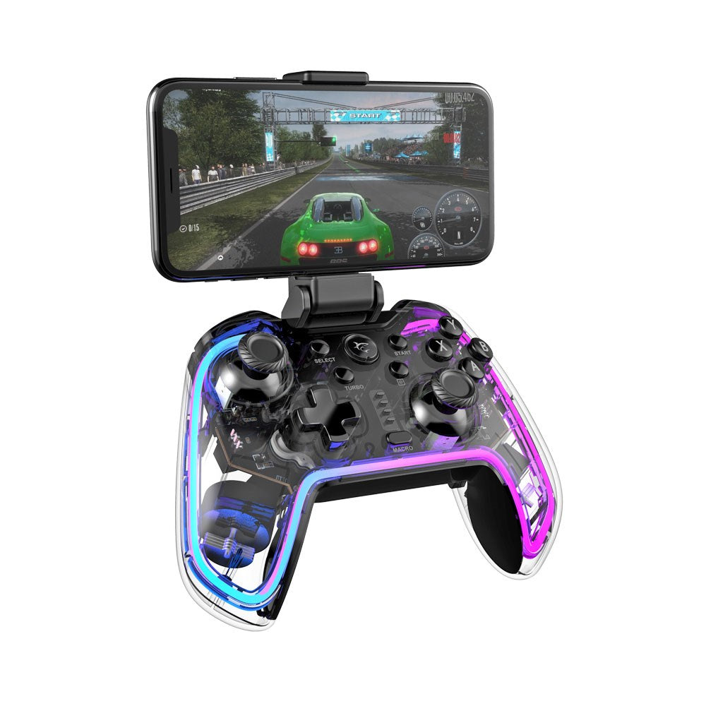 White Shark PRAETORIAN Multi-Compatible Game Console with Bluetooth & Built-in Light - Black / Transparent
