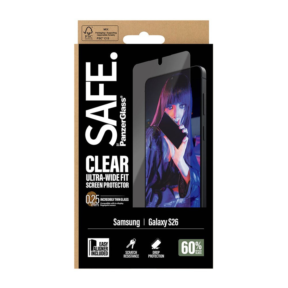 Samsung Galaxy S26 SAFE by PanzerGlass Ultra-Wide Fit Screen Protector Glass - Transparent