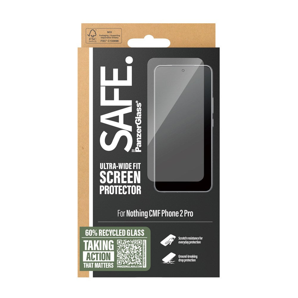 SAFE by PanzerGlass CMF Phone 2 Pro Ultra-Wide Fit Screen Protection Glass - Transparent / Black Edge