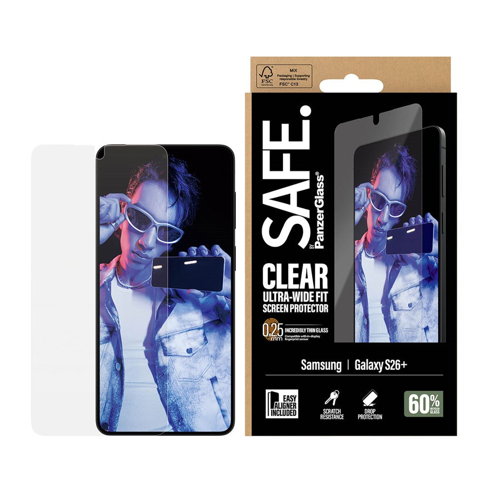 Samsung Galaxy S26+ (Plus) SAFE by PanzerGlass Ultra-Wide Fit Screen Protector Glass - Transparent