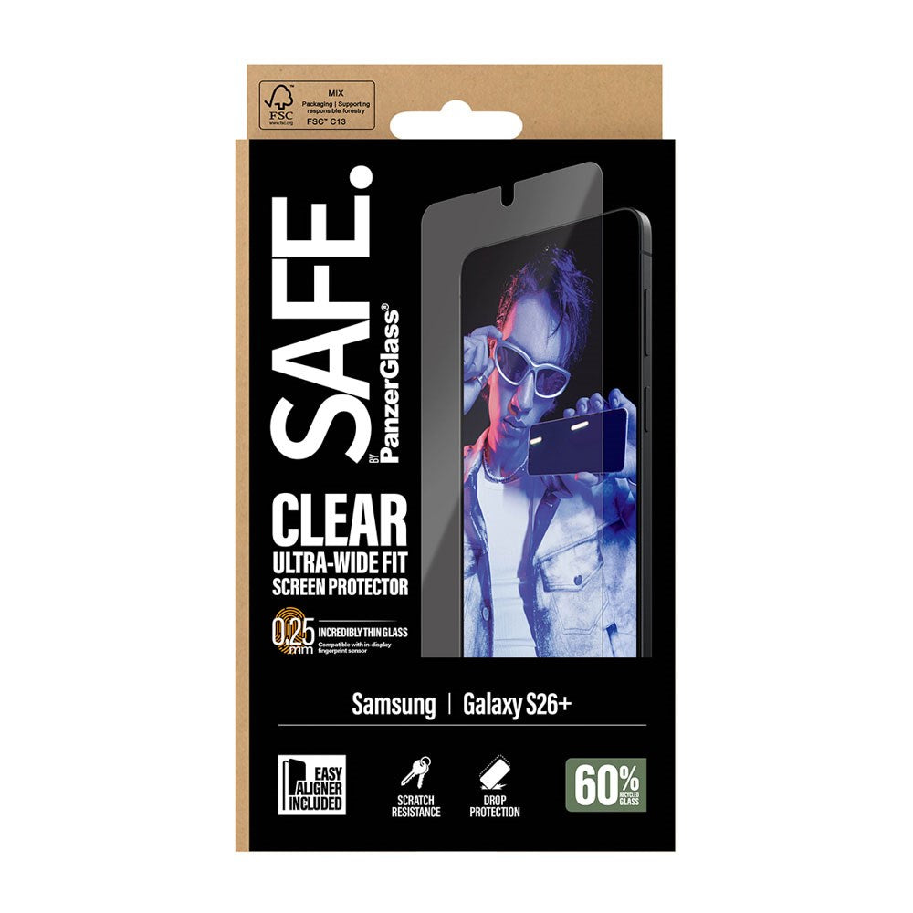 Samsung Galaxy S26+ (Plus) SAFE by PanzerGlass Ultra-Wide Fit Screen Protector Glass - Transparent