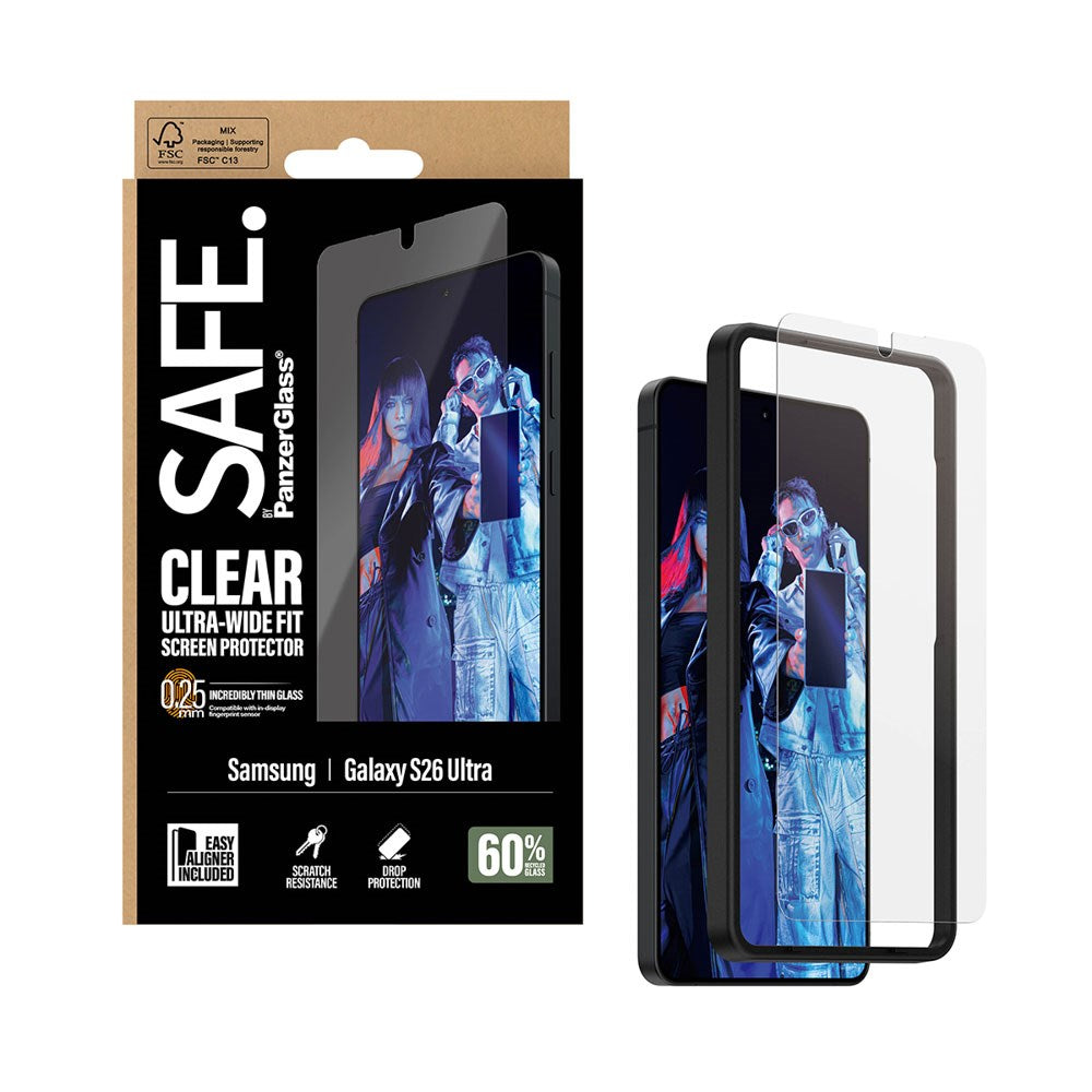Samsung Galaxy S26 Ultra SAFE by PanzerGlass Ultra-Wide Fit Screen Protector Glass - Transparent