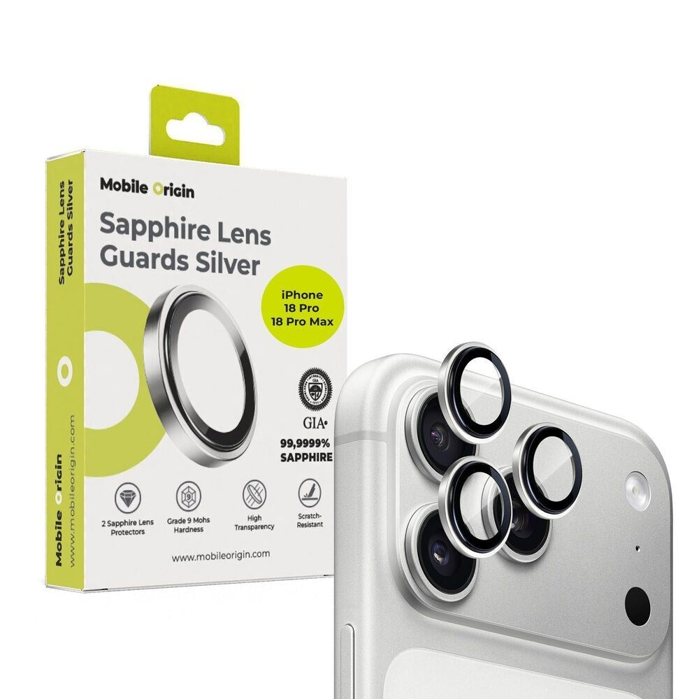 iPhone 18 Pro / 18 Pro Max Mobile Origin Sapphire Camera Lens Protector - Silver