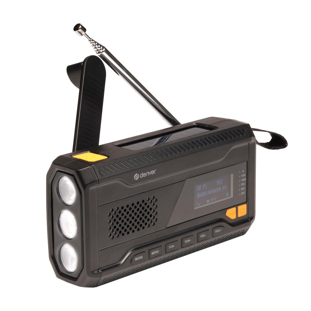 Denver Emergency Radio with DAB+ / FM Radio - Bluetooth - Flashlight - Black
