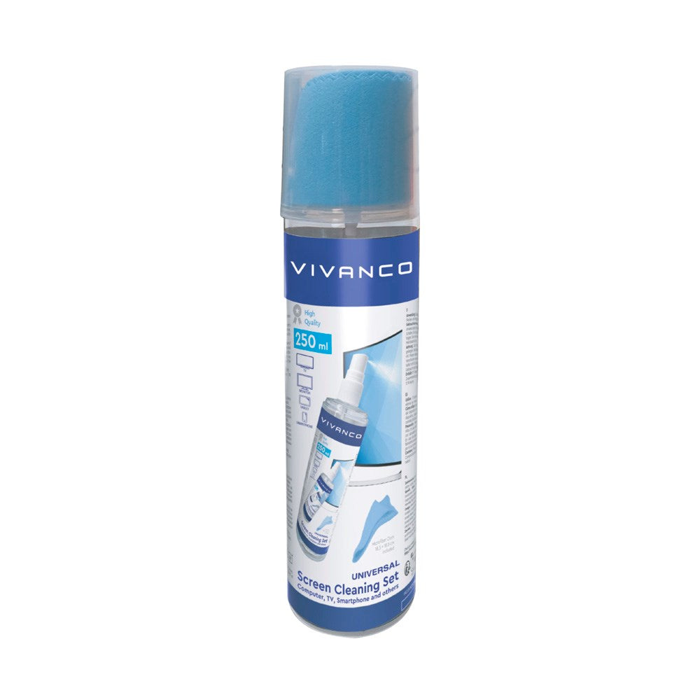 Vivanco Cleaning Set - Cleaner & Microfiber Cloth - 250 ml.