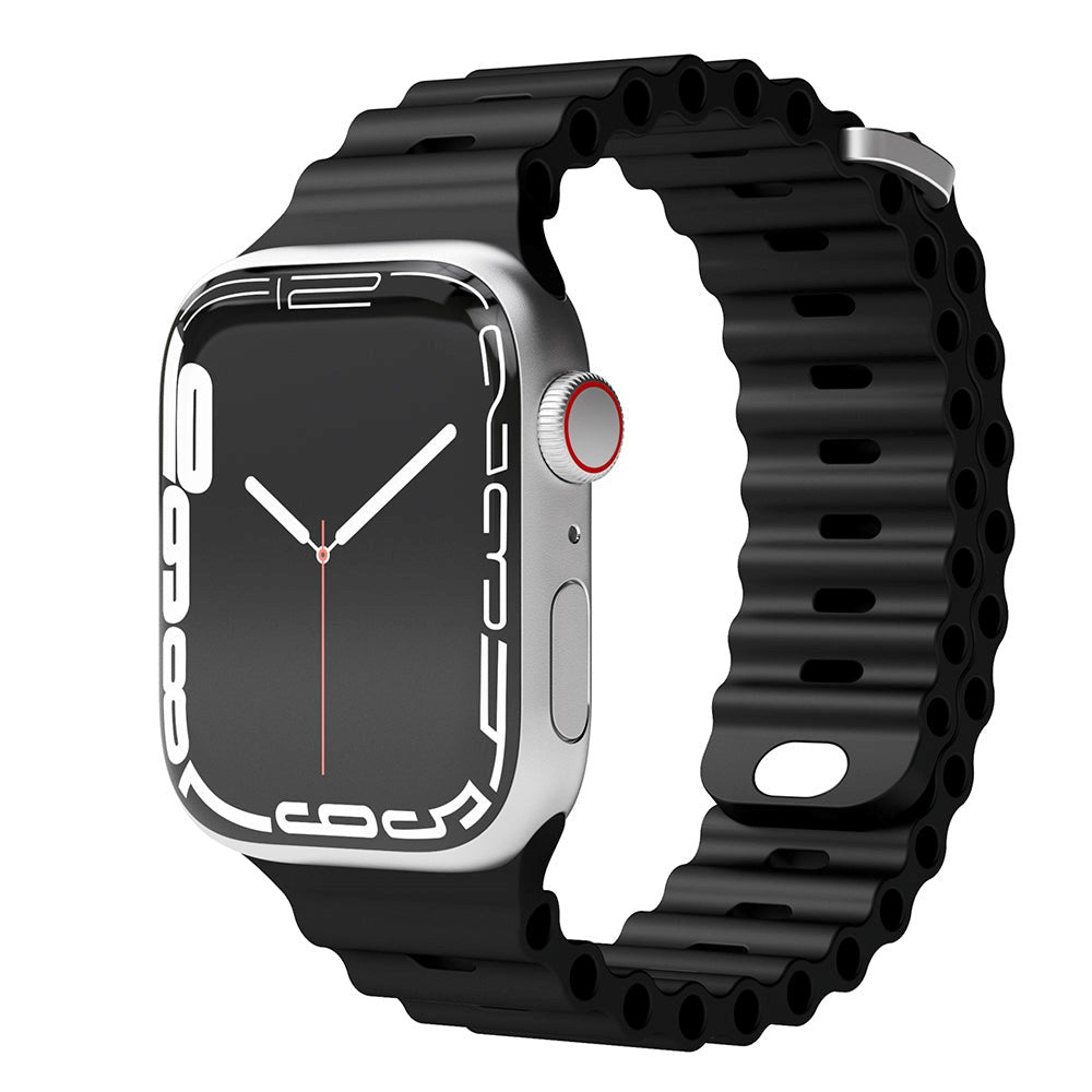 Vonmählen Apple Watch (38/40/SE/41/42mm) Wave Band Silicone Strap - Black