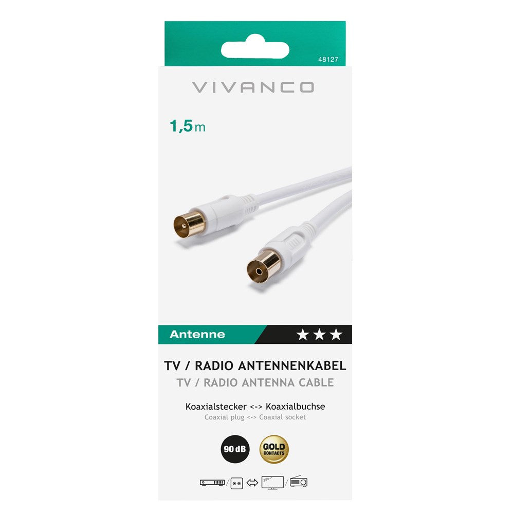 Antenna Cable Coaxial 90DB M-F - 1,5m White
