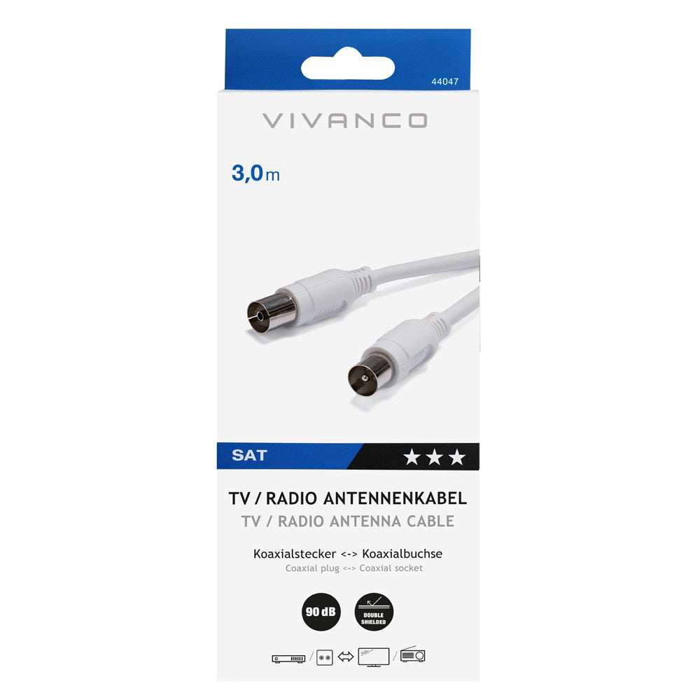 Antenna Cable Coaxial 90DB F-M - 3m White