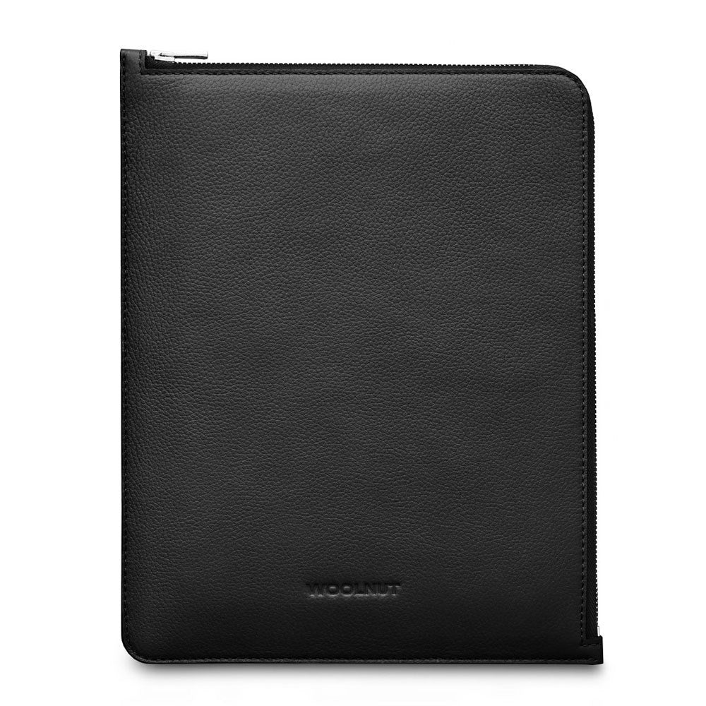 Woolnut iPad / Tablet (23 x 29 cm) Genuine Leather Folio Sleeve - Black