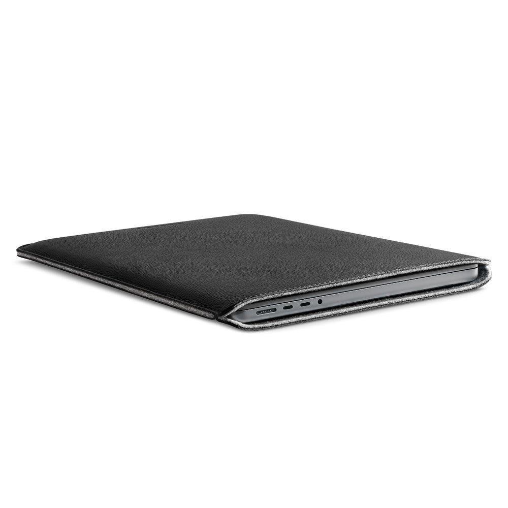 MacBook Pro 14" M5 / M4 / M3 / M2 / M1 (2025 / 2021) Genuine Leather Folio Sleeve - 24.5 x 33 cm - Black