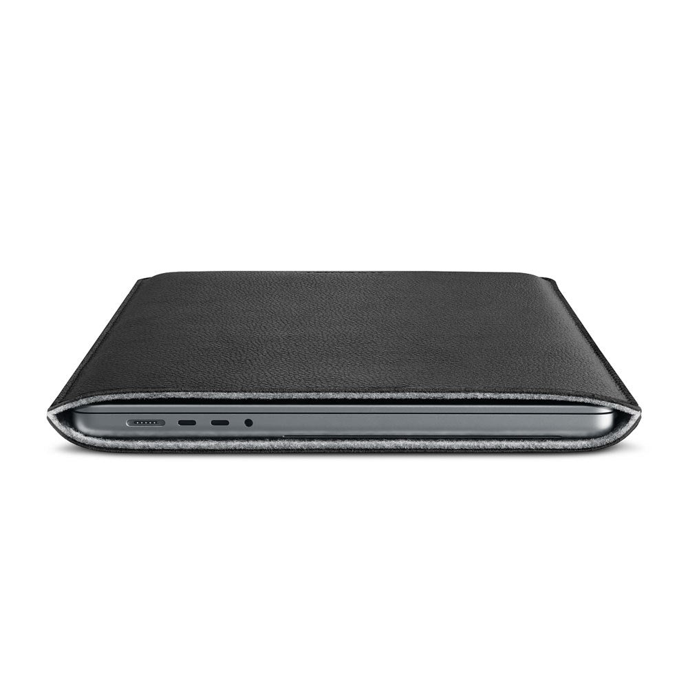 MacBook Pro 16" M4 / M3 / M2 / M1 (2024 - 2021) Genuine Leather Folio Sleeve - 27.5 x 37.5 cm - Black