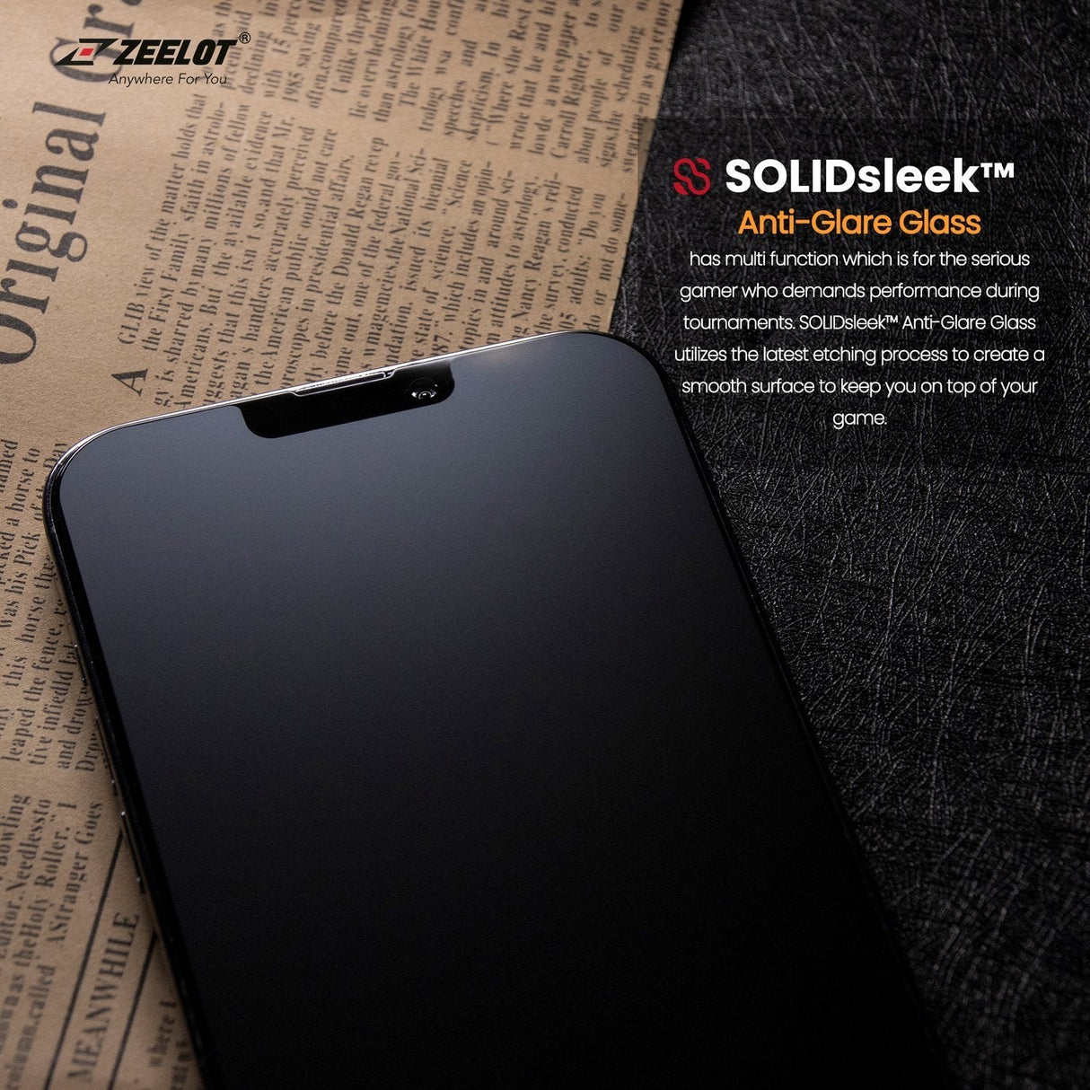 iPhone 13 Mini Zeelot SOLIDsleek Anti Glare Screen Protector w. Installation kit - Case Friendly - Black Edge