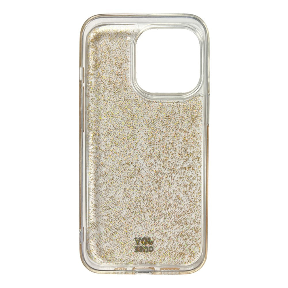 iPhone 13 Pro Joy Case Hybrid Glitter Case - Transparent / Gold