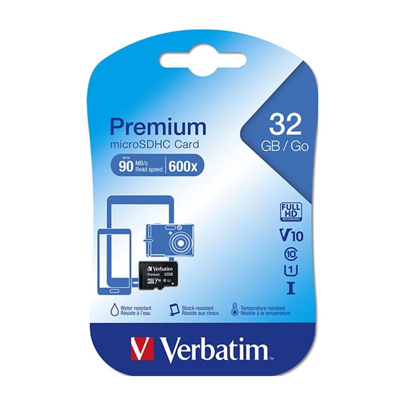 Verbatim Premium microSDHC Class 10 Memory Card w. 32GB