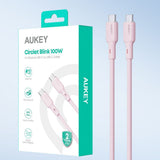 Aukey CB-SCC101 100W USB-C to USB-C Cable - 1m - Pink