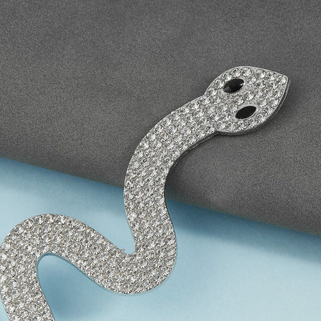 3D Snake Sticker with Rhinestones for Phone - Silver