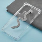 3D Snake Sticker with Rhinestones for Phone - Silver