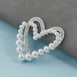 Heart-Shaped 3D Phone Sticker with Beads and Rhinestones - Silver / White
