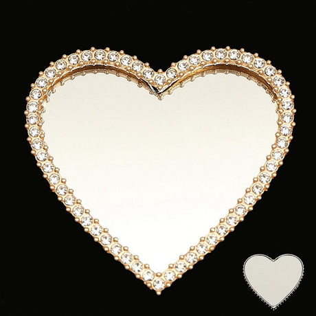 Heart-Shaped Mirror Decoration with Rhinestones for Phone - Gold
