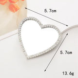 Heart-Shaped Mirror Decoration with Rhinestones for Phone - Silver
