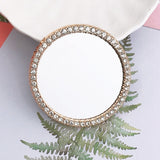 Round Mirror Decoration with Rhinestones for Phone - Gold
